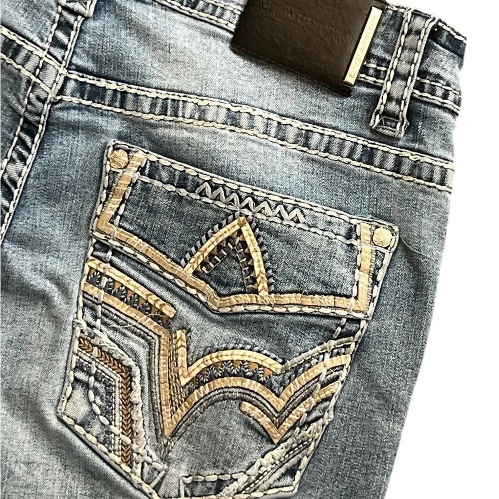 MONTERO Men's Bootcut Jeans Size 36 Modern Cowboy Embroidered Whipstitch - Picture 1 of 11